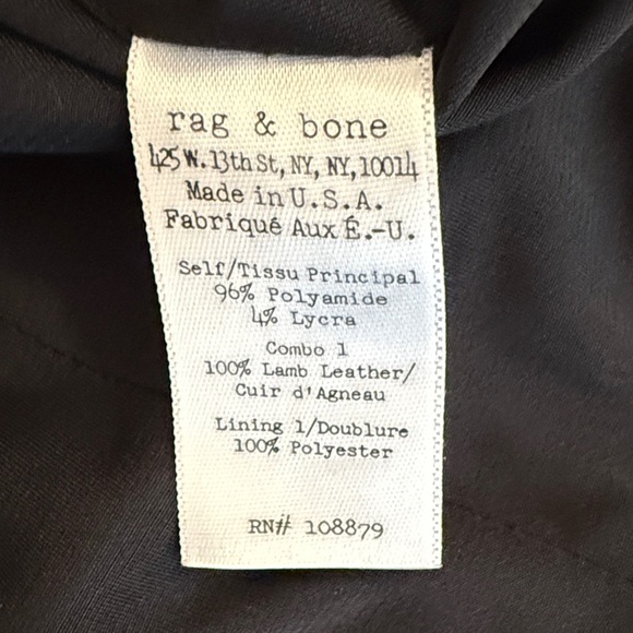 Rag & Bone Midnight Blue Blouse with Ebony Lambs Leather Accents - Picture 8 of 12